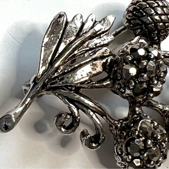 Vintage Tammey Jewels Silver Tone Faux Marcasite Rhinestones Brooch - Picture 8 of 13